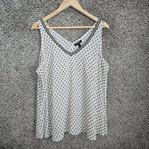Lane Bryant‎ Top Womens 20 Black Paisley Print Blouse Sleeveless Sheer Ladies